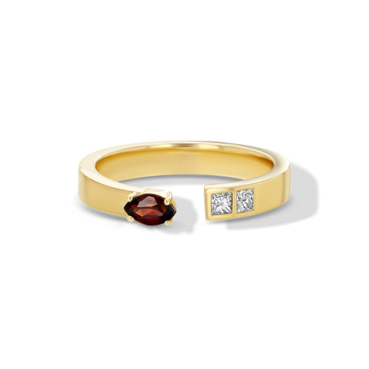 Marquis Garnet and Diamond Ring