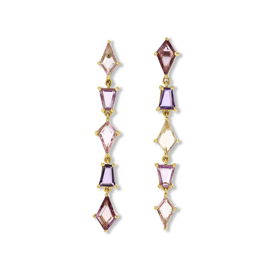 Sapphire Geometric Drop Earrings