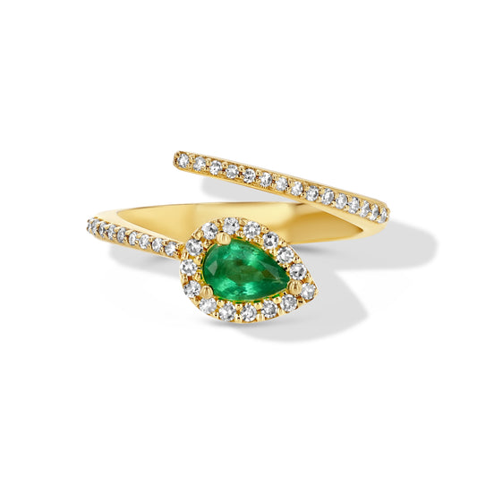 Emerald and Diamond Serpentine Ring