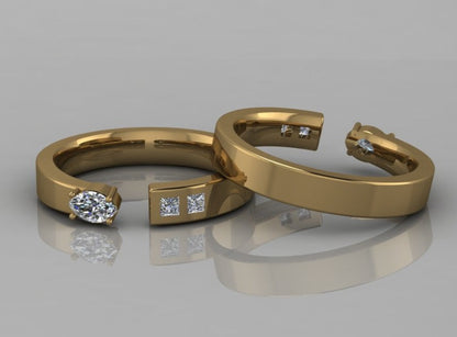 Marquis Garnet and Diamond Ring