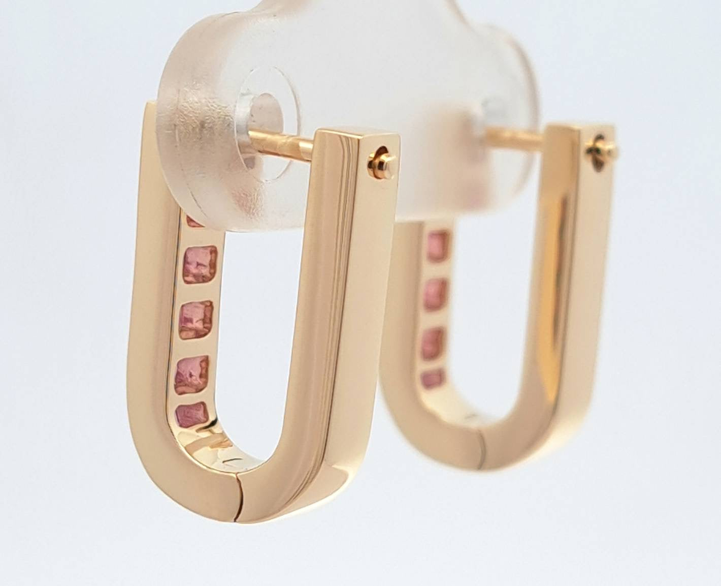 Pink Sapphire U-Shaped Earrings