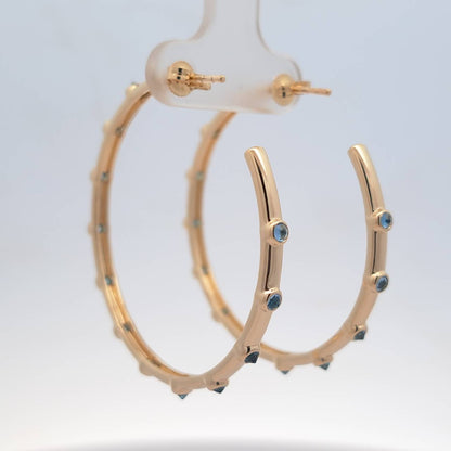 Swiss Blue Topaz Hoop Earrings