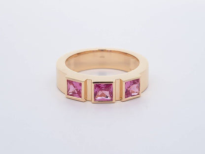 Pink Sapphire 3-Stone Ring