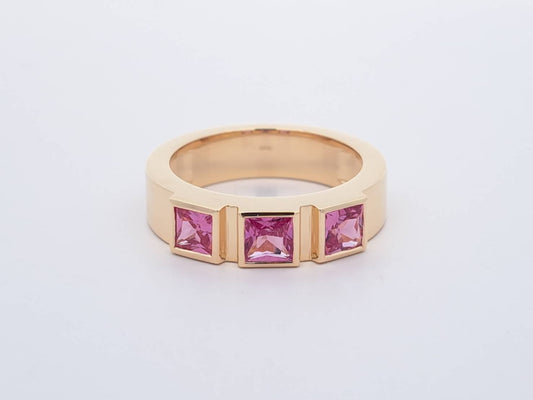 Pink Sapphire 3-Stone Ring