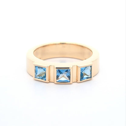 Blue Topaz 3-Stone Ring