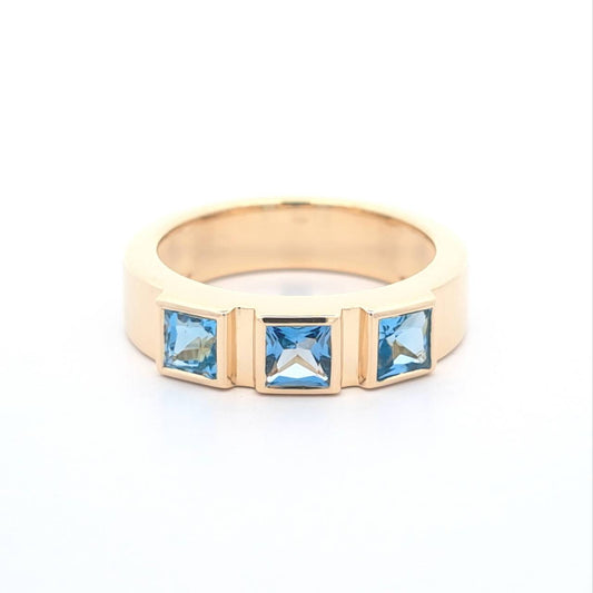 Blue Topaz 3-Stone Ring