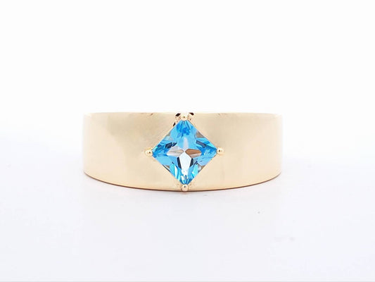 Blue Topaz Cigar Band Ring